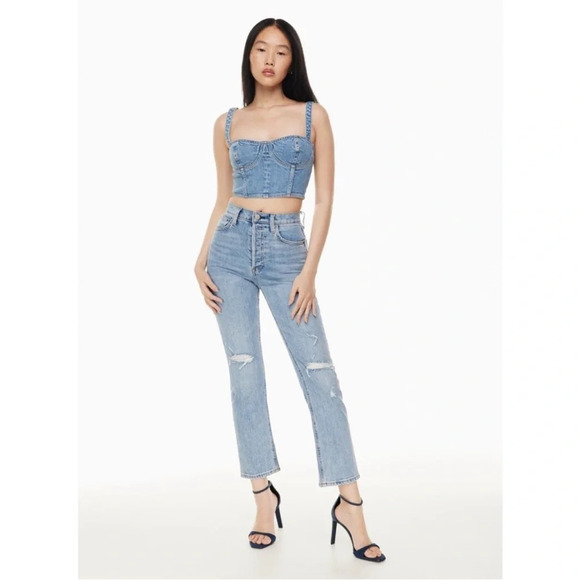 ARITZIA DENIM FORUM Arlo High Rise Straight Leg Distressed Jeans - Picture 2 of 15